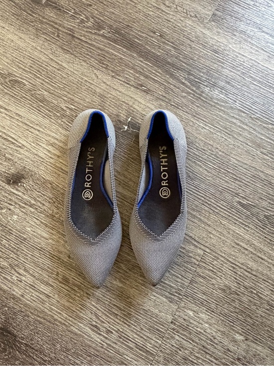 Rothy's Shoes - Rothy's Pointed Toe Flats in Gray with Blue Trim